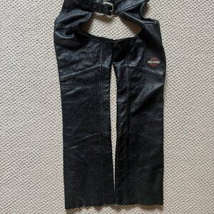 Women’s Harley Davidson Logo Chaps Black Leather Size S  98090-06VW